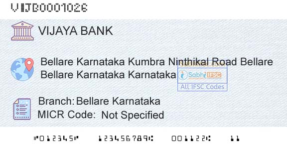 Vijaya Bank Bellare KarnatakaBranch 