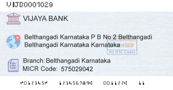 Vijaya Bank Belthangadi KarnatakaBranch 