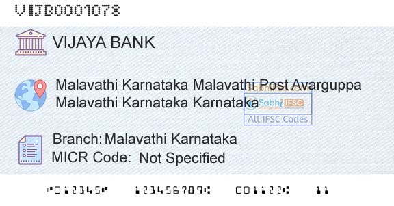 Vijaya Bank Malavathi KarnatakaBranch 