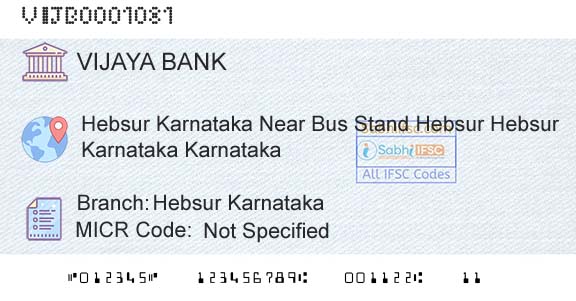 Vijaya Bank Hebsur KarnatakaBranch 