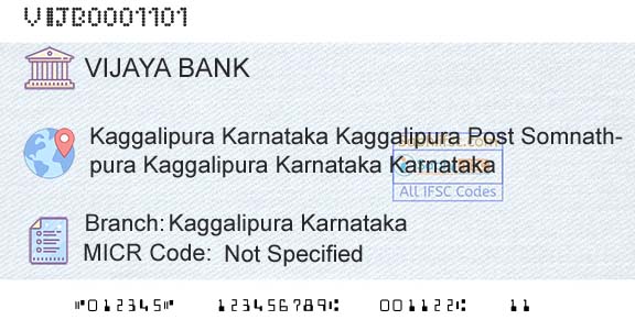 Vijaya Bank Kaggalipura KarnatakaBranch 
