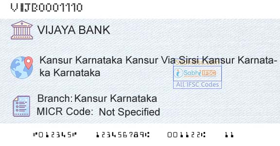 Vijaya Bank Kansur KarnatakaBranch 