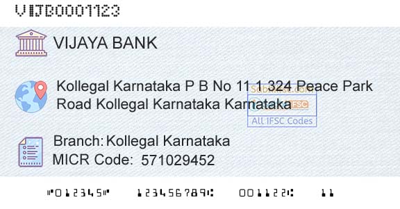 Vijaya Bank Kollegal KarnatakaBranch 