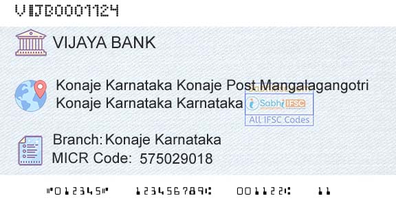 Vijaya Bank Konaje KarnatakaBranch 