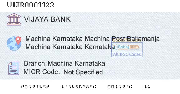 Vijaya Bank Machina KarnatakaBranch 