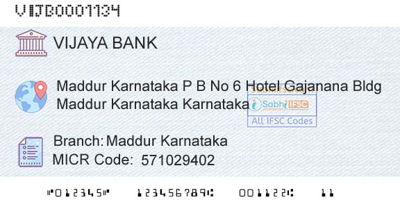 Vijaya Bank Maddur KarnatakaBranch 