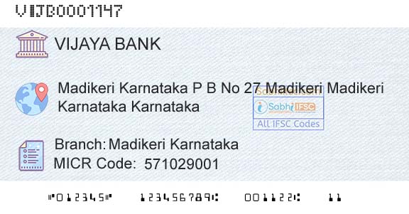 Vijaya Bank Madikeri KarnatakaBranch 