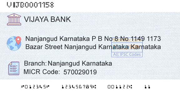 Vijaya Bank Nanjangud KarnatakaBranch 