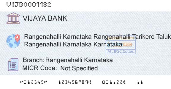 Vijaya Bank Rangenahalli KarnatakaBranch 