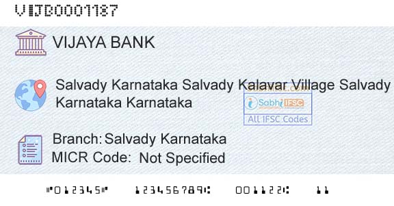 Vijaya Bank Salvady KarnatakaBranch 