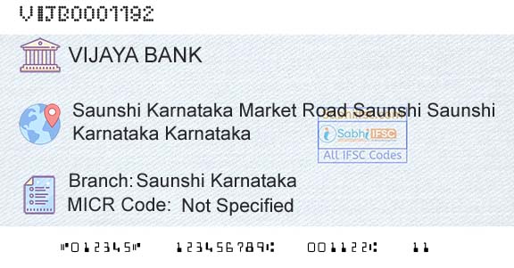 Vijaya Bank Saunshi KarnatakaBranch 
