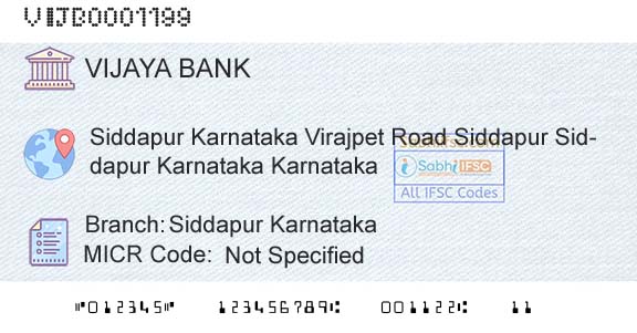 Vijaya Bank Siddapur KarnatakaBranch 