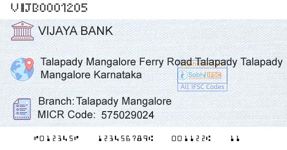 Vijaya Bank Talapady MangaloreBranch 