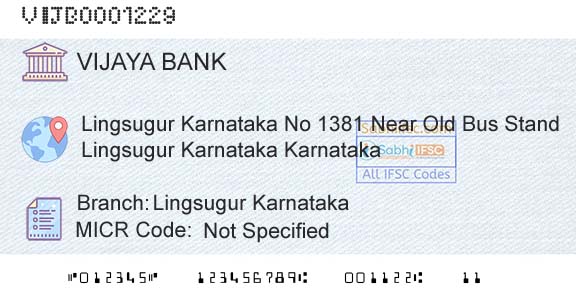 Vijaya Bank Lingsugur KarnatakaBranch 