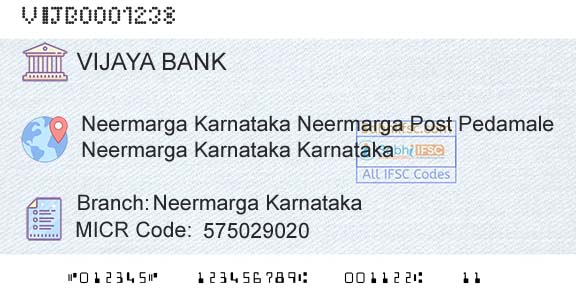 Vijaya Bank Neermarga KarnatakaBranch 