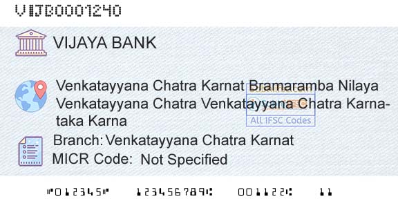 Vijaya Bank Venkatayyana Chatra KarnatBranch 