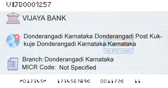 Vijaya Bank Donderangadi KarnatakaBranch 