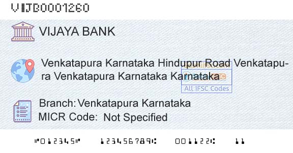 Vijaya Bank Venkatapura KarnatakaBranch 