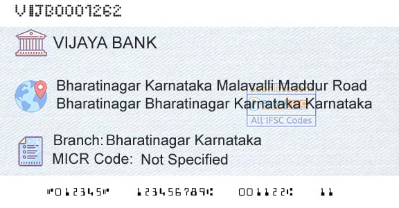 Vijaya Bank Bharatinagar KarnatakaBranch 