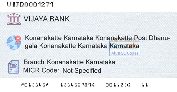 Vijaya Bank Konanakatte KarnatakaBranch 