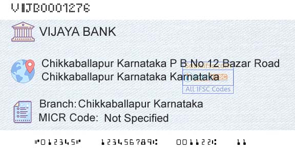 Vijaya Bank Chikkaballapur KarnatakaBranch 