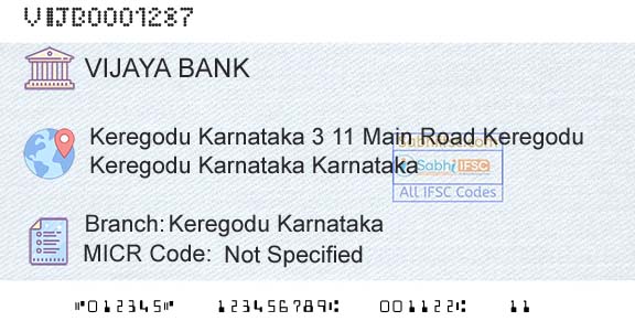 Vijaya Bank Keregodu KarnatakaBranch 