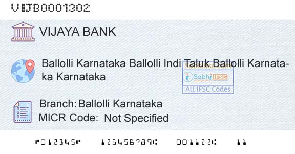 Vijaya Bank Ballolli KarnatakaBranch 