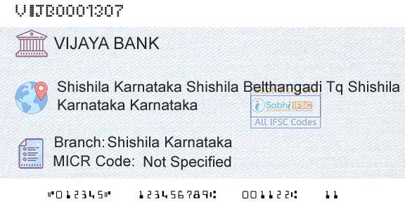 Vijaya Bank Shishila KarnatakaBranch 