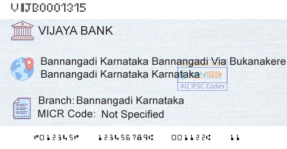 Vijaya Bank Bannangadi KarnatakaBranch 