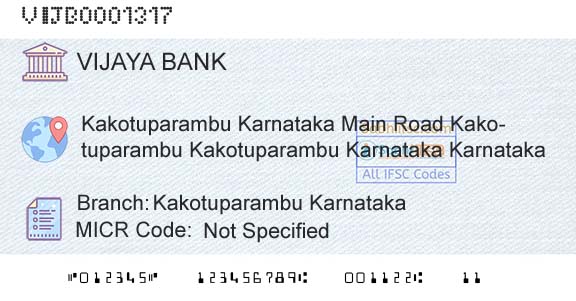 Vijaya Bank Kakotuparambu KarnatakaBranch 