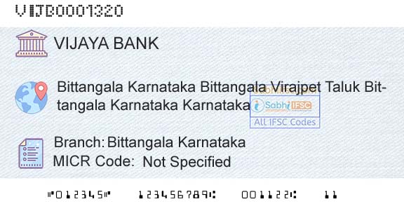 Vijaya Bank Bittangala KarnatakaBranch 