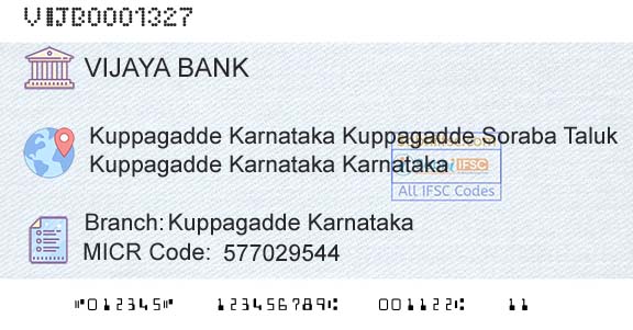 Vijaya Bank Kuppagadde KarnatakaBranch 