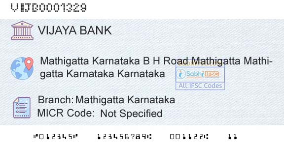 Vijaya Bank Mathigatta KarnatakaBranch 