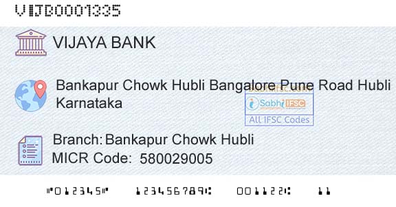 Vijaya Bank Bankapur Chowk HubliBranch 