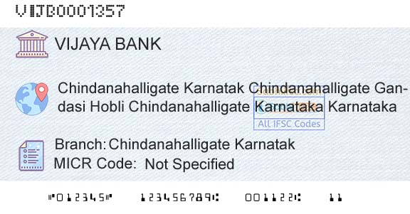 Vijaya Bank Chindanahalligate KarnatakBranch 