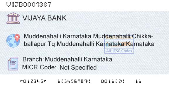 Vijaya Bank Muddenahalli KarnatakaBranch 