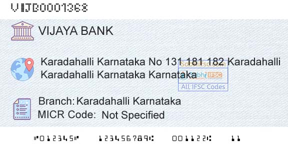 Vijaya Bank Karadahalli KarnatakaBranch 