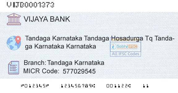 Vijaya Bank Tandaga KarnatakaBranch 