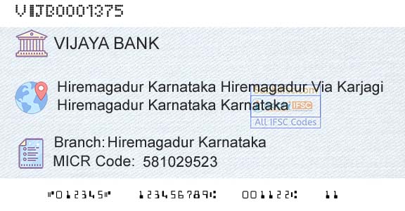 Vijaya Bank Hiremagadur KarnatakaBranch 