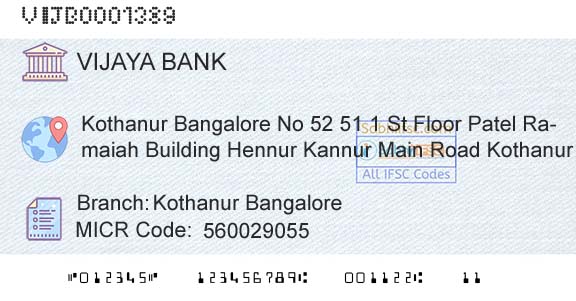 Vijaya Bank Kothanur BangaloreBranch 
