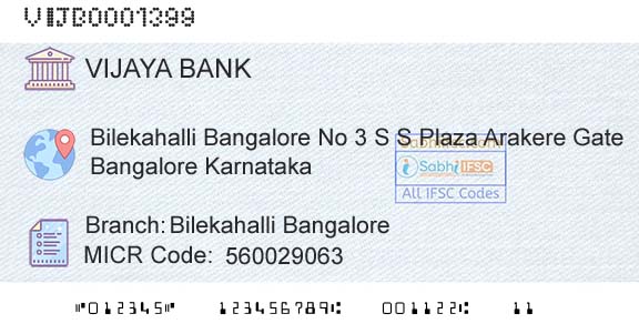Vijaya Bank Bilekahalli BangaloreBranch 