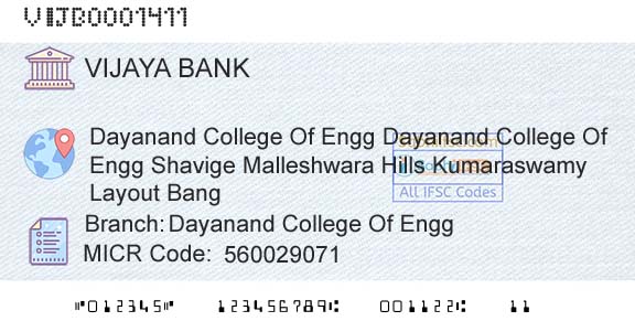 Vijaya Bank Dayanand College Of EnggBranch 