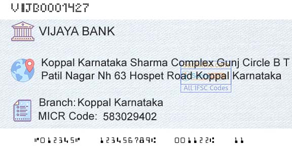 Vijaya Bank Koppal Karnataka Branch 