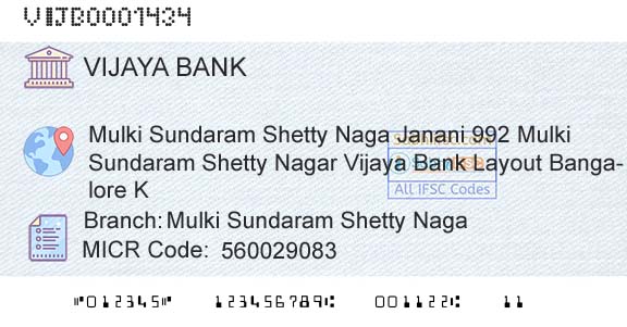 Vijaya Bank Mulki Sundaram Shetty NagaBranch 