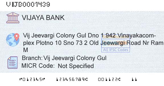 Vijaya Bank Vij Jeevargi Colony GulBranch 