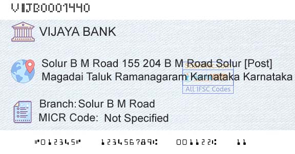 Vijaya Bank Solur B M RoadBranch 
