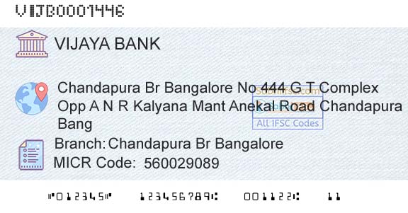 Vijaya Bank Chandapura Br BangaloreBranch 