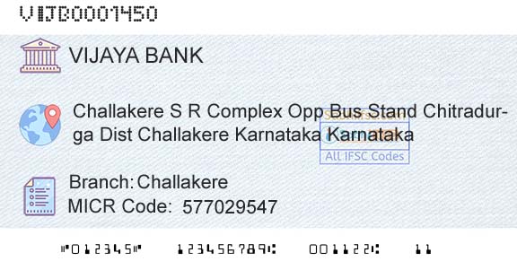 Vijaya Bank ChallakereBranch 