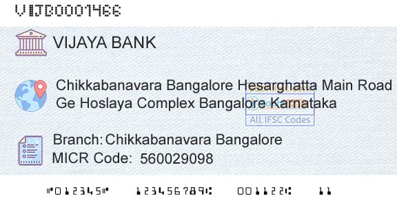 Vijaya Bank Chikkabanavara BangaloreBranch 