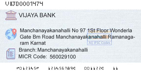 Vijaya Bank ManchanayakanahalliBranch 